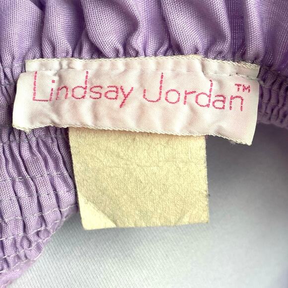 VTG LINDSAY JORDAN Smocked Ruffle Pearl Snap Front Pocket House Dress Mumu USA M - Picture 9 of 11